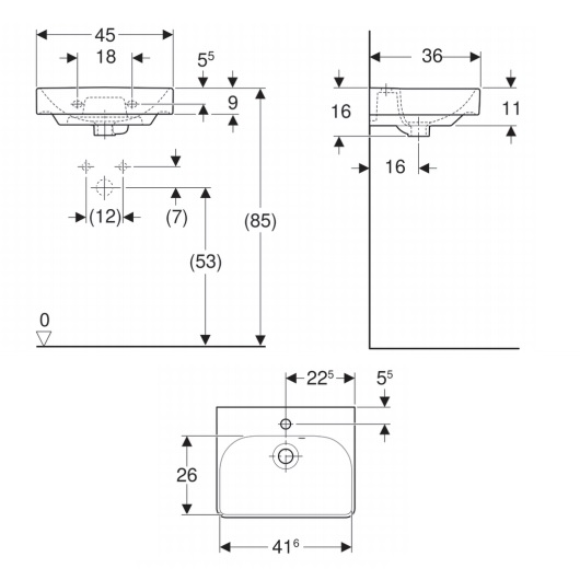 Раковина Geberit Smyle Square 45x36 500.222.01.1