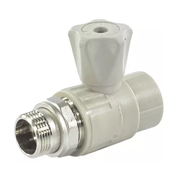 Кран шаровой PP-R серый Дн 20х1/2" НР прямой для радиатора VALFEX 10149020Г