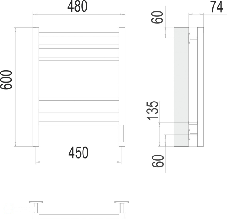Электрический полотенцесушитель Terminus Ватикан П6 450x600 КС 9003 матовый (4670078527509)