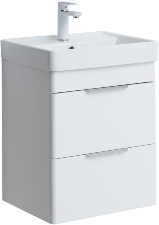 Тумба под раковину Aquanet Ирис new 50 белый глянец (2 ящика) 00310143