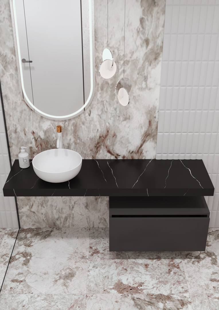 Ящик под столешницу 80см АНТРАЦИТ мат. VALLESSI UNO-S