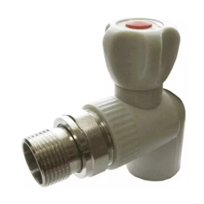 Кран шаровой PP-R серый Дн 25х3/4" НР угловой для радиатора VALFEX 10148025Г