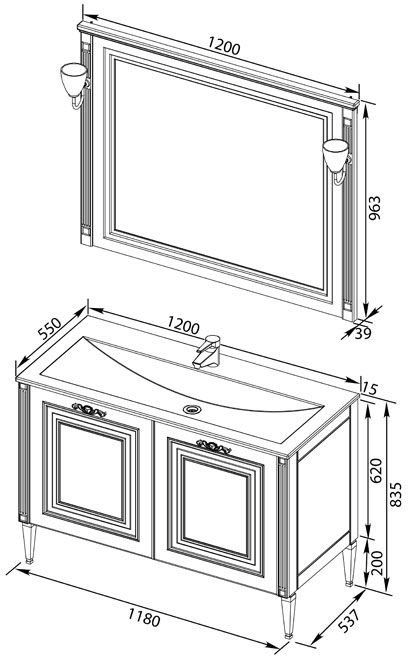 Мебель для ванной Aquanet Паола 120 белый/золото (литьевой мрамор) 00187865