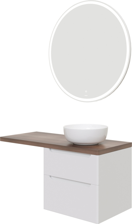 Мебель для ванной Stworki Берген 60 белая с темной столешницей 122, раковина Moon 1, L