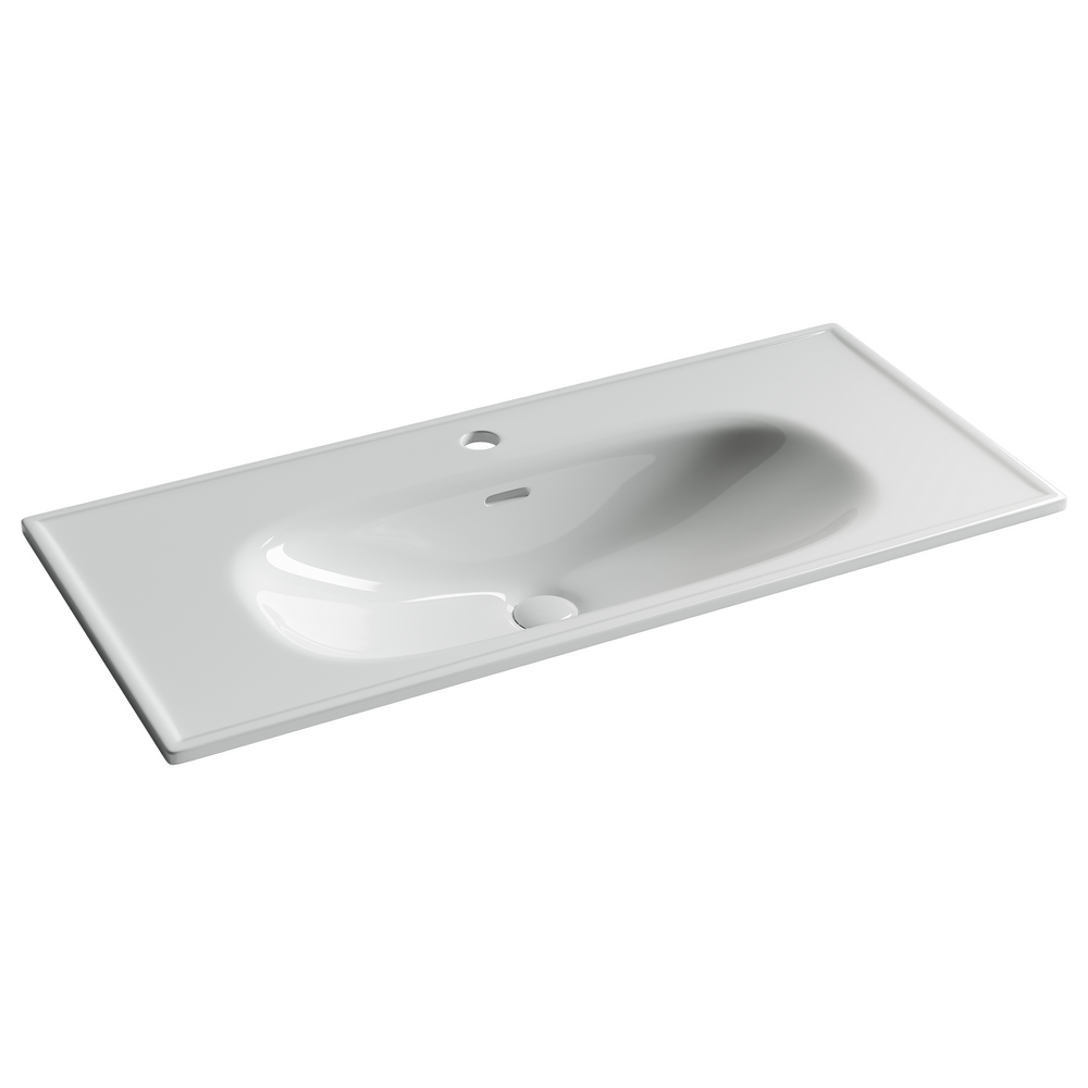 Раковина накладная Sabo, прямоугольная с отверстием под смеситель 1000x460x130, цвет белый. Для установки на мебель, арт. CN13003