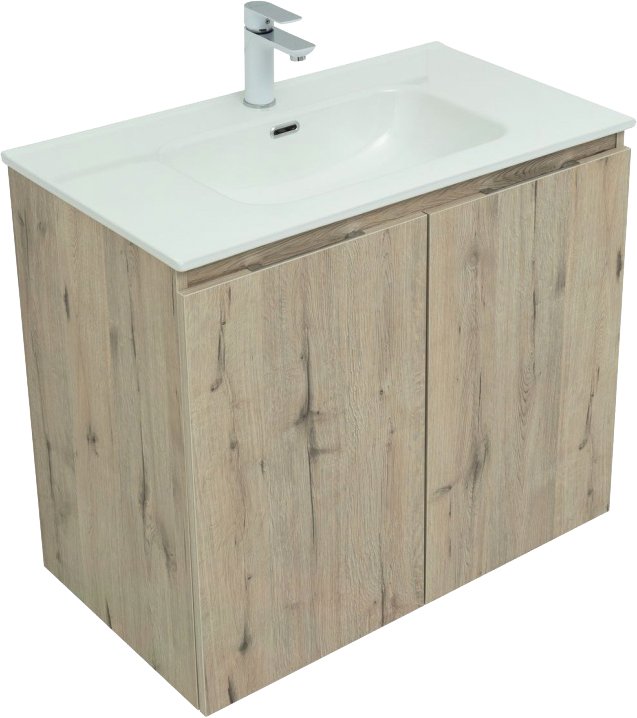 Тумба под раковину Aquanet Алвита new 80 дуб веллингтон белый с дверками (00277529)