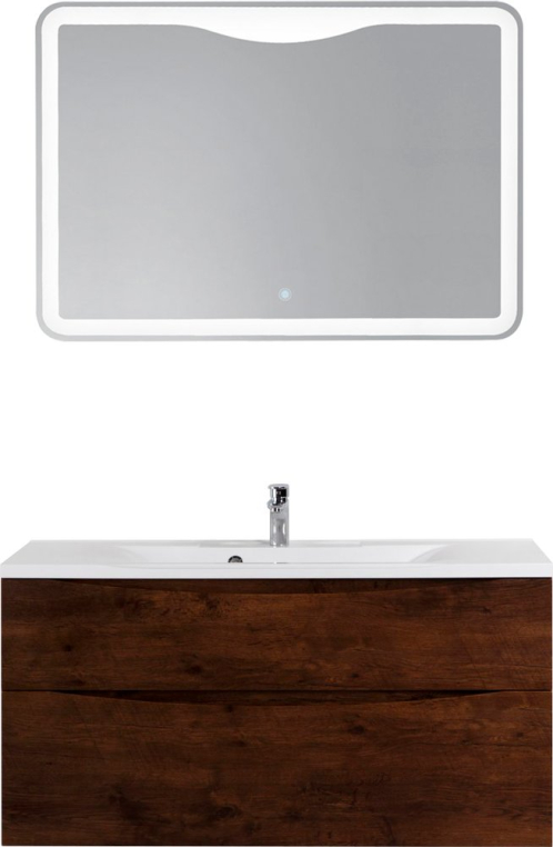 Комплект мебели BelBagno Marino H120 rovere moro (MARINO-H60-1200-2C-SO-RW-P+BB1200/450-LV-MR-PR+SPC-MAR-1000-800-LED-TCH-WARM)
