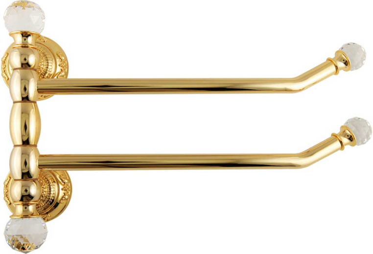 Полотенцедержатель двойной поворотный Migliore Cristalia 16843 золото/Crystal L38 см