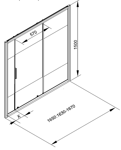 Шторка для ванны Aquanet Practic AE10-B-165H150U-CP 165, прозрачное стекло/шелкография