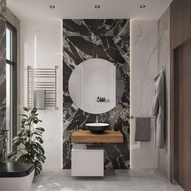 Мебель для ванной Stworki Ольборг 80 столешница дуб французский, без отверстий, с тумбой 50, с раковиной Vitra Water jewels