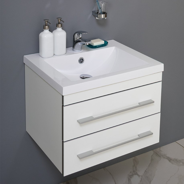 Тумба с раковиной Aquanet Верона 58 подвесная белая (176667+00281220)