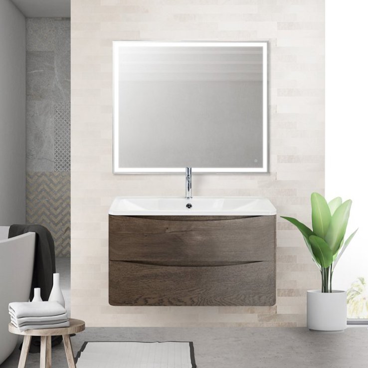 Комплект мебели BelBagno Acqua 100 подвесная, robere nature grigio (ACQUA-1000-2C-SO-RNG+BB1000/455-LV-MR-ALR+SPC-GRT-1000-800-LED-TCH)