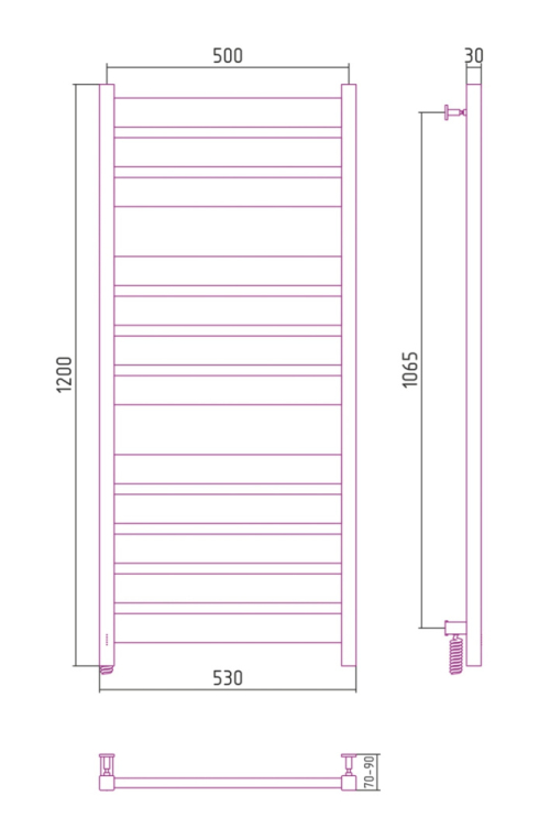 Электрический полотенцесушитель Сунержа Центурион 3.0 1200x500 ТЭН Лев. сатин (071-5502-1250)