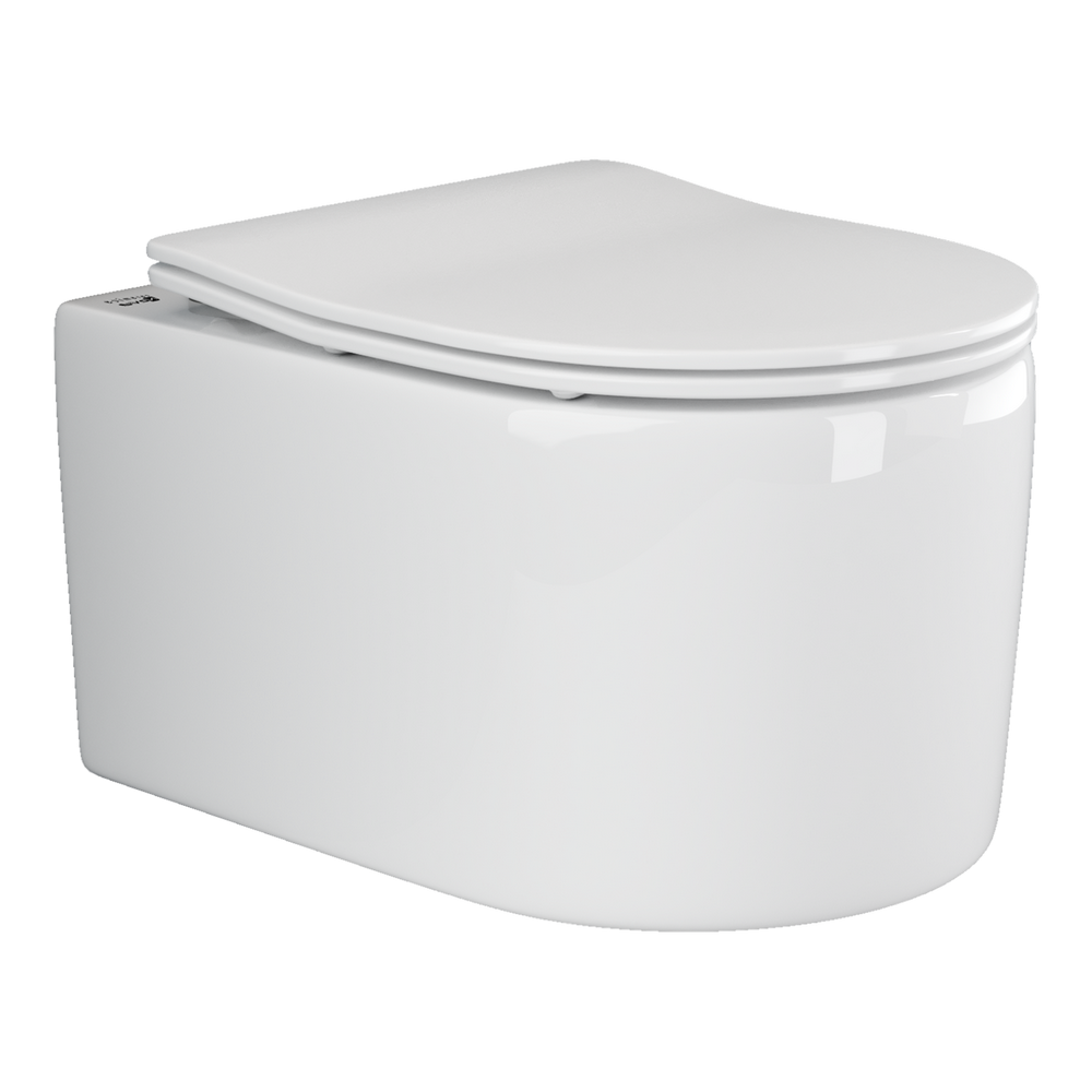 Подвесной унитаз Moments Rimless, глубокий смыв, с крепежом для полностью скрытого монтажа, ультратонким сидением и крышкой с функцией плавного закрытия, дюропласт
