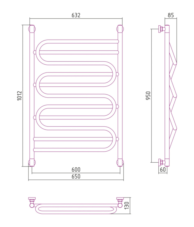 Полотенцесушитель водяной Сунержа Иллюзия+ 65x101 00-0210-9560 хром