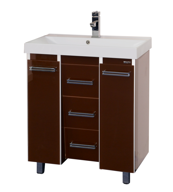 Тумба под раковину Misty Джулия Qvatro 90 с 3-мя ящиками коричневая