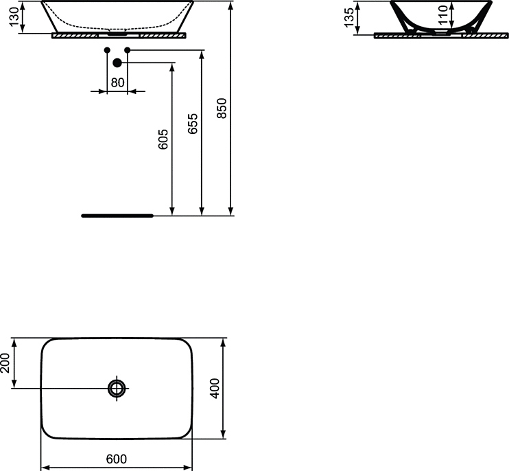 Раковина Ideal Standard Connect Air E034801