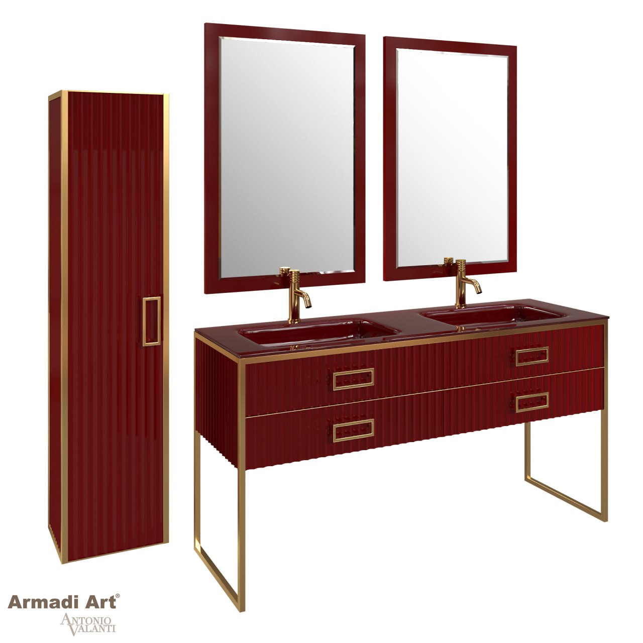 Пенал MONACO рубин + золото без ножек