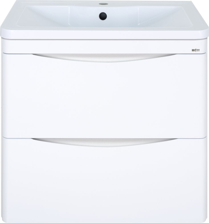 Тумба с раковиной Misty Атлантик 70 подвесная, белая (П-Атл-01070-011П2Я+4623723685666)