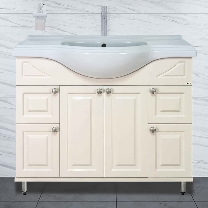 Тумба с раковиной Misty Жардин 105 светло-бежевая (Э-Жар01105-031Пр+4620008197340)