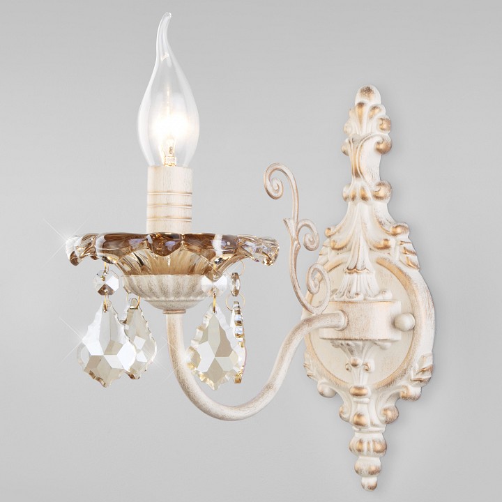 Бра Eurosvet 10118 10118/1 белый с золотом/тонированный хрусталь Strotskis