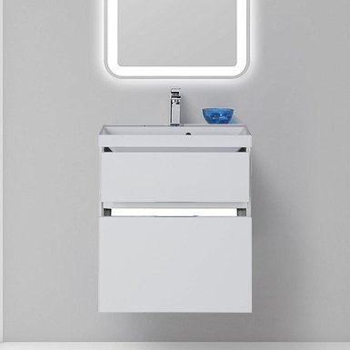 Тумба с раковиной Aquanet Латина 60 2 ящика белая (179934+00179393)