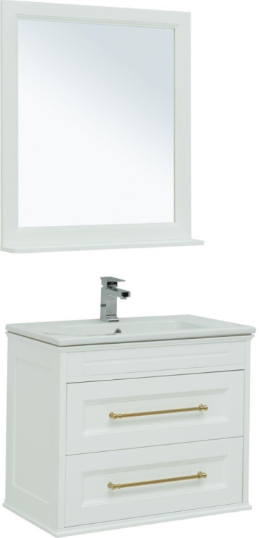 Мебель для ванной Aquanet Бостон М 80 белый (ручки золото, раковина Эйфория) 00281191