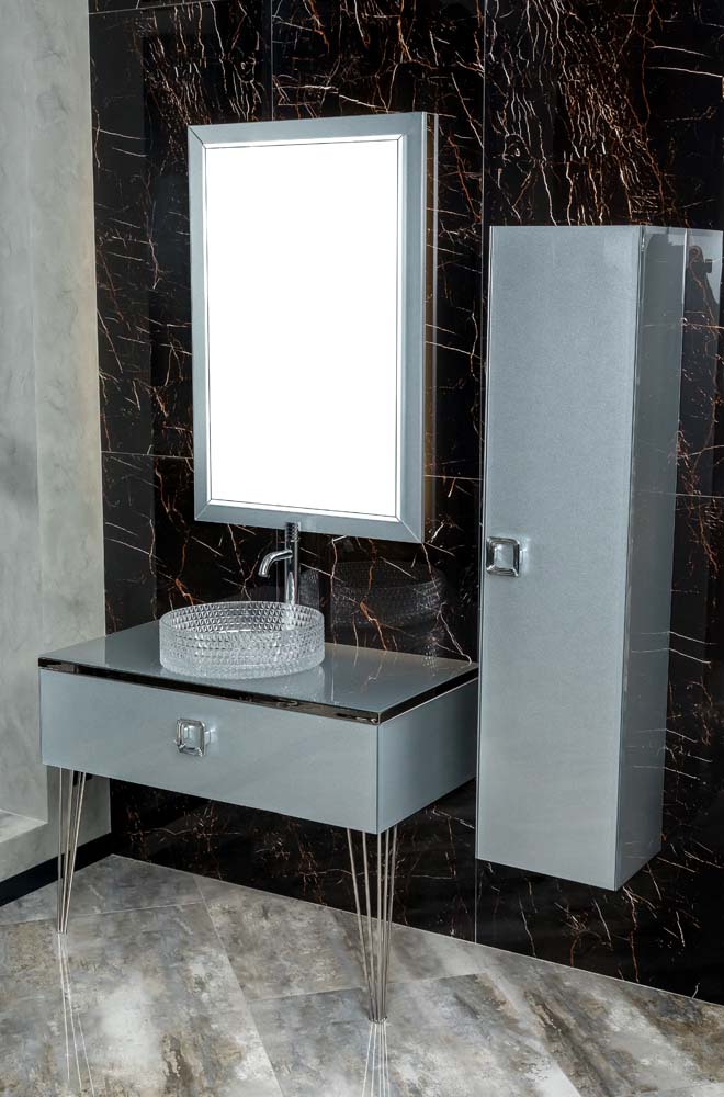 Столешница стекло 100см прямая Серебро Lucido