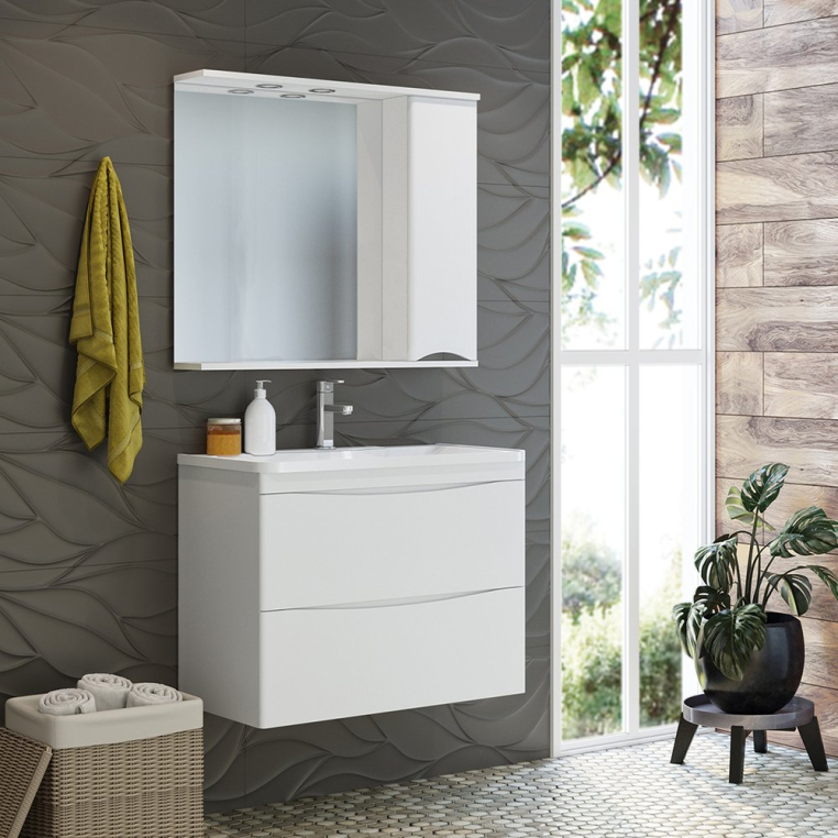 Комплект мебели Misty Атлантик 80 подвесная. белая (П-Атл-01080-011П2Я+4623723685673+П-Элв-01085-011П)