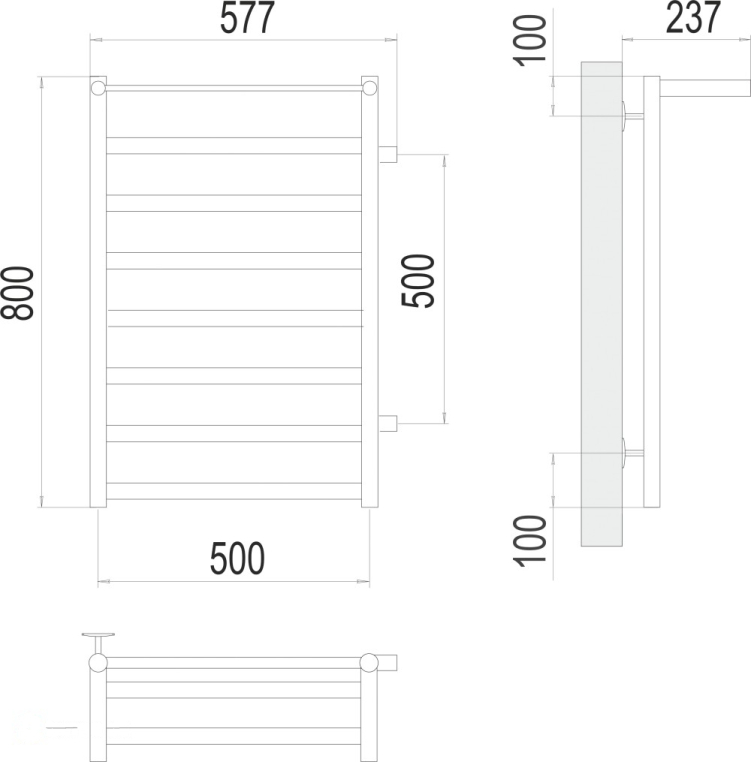 Полотенцесушитель водяной Terminus Хендрикс 57x80 4670078530417 хром