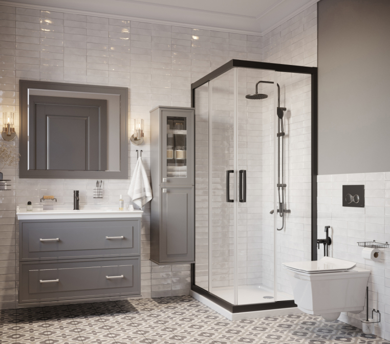 Мебель для ванной Stworki Хадстен 100 cерая, подвесная, из МДФ, российская (гарнитур, комплект)