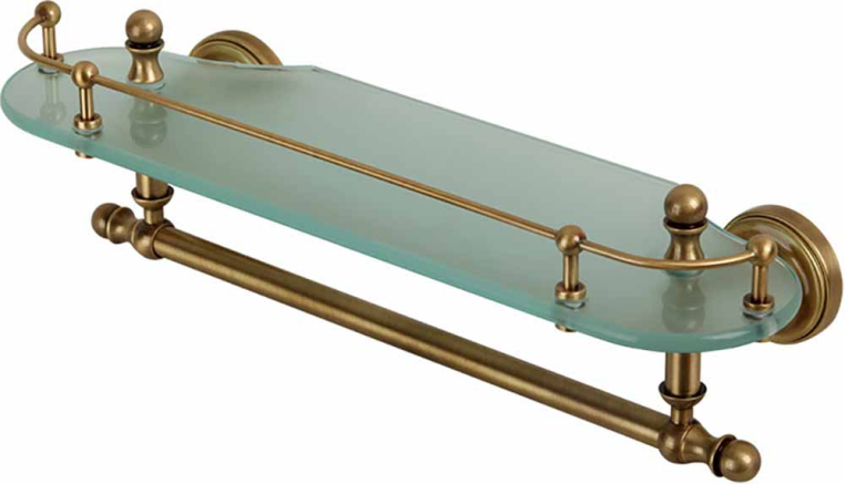 Полка c галереей с полотенцедержателем Migliore Mirella 17179 стекло матовое/бронза L40 см