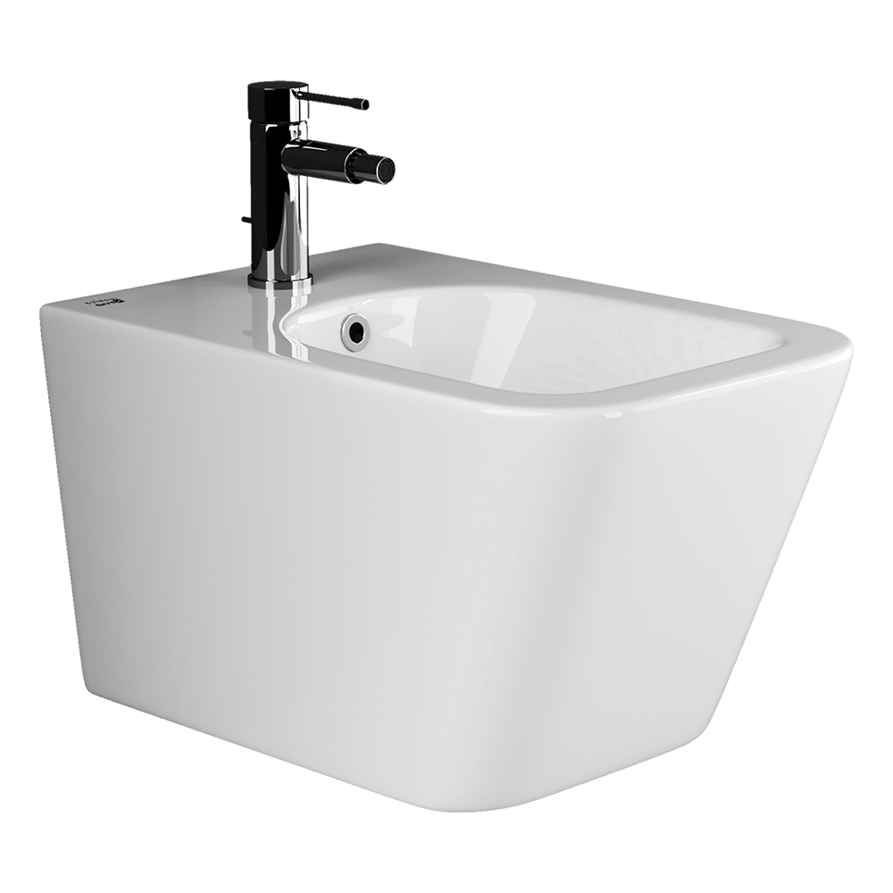 Подвесные биде CERAMICANOVA CN3008 Подвесное биде METRIC, 1 отверстие под смеситель, с крепежом для скрытого монтажа