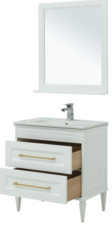 Мебель для ванной Aquanet Бостон М 80 белый (ручки золото, раковина Эйфория) 00281191
