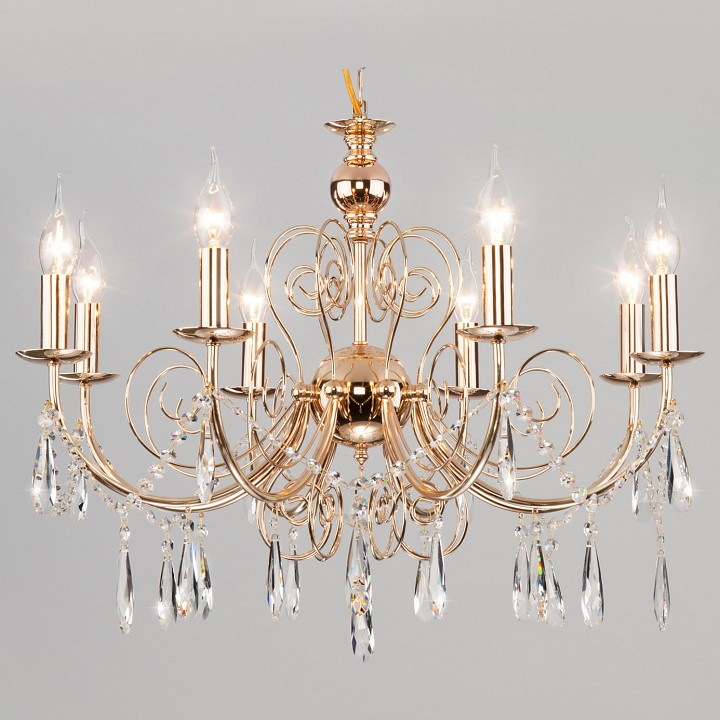 Подвесная люстра Eurosvet Wispa 10094/8 золото/прозрачный хрусталь Strotskis