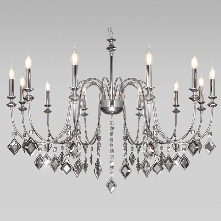 Подвесная люстра Eurosvet Telao 10120/12 хром/дымчатый хрусталь Strotskis Smart (10110/12)