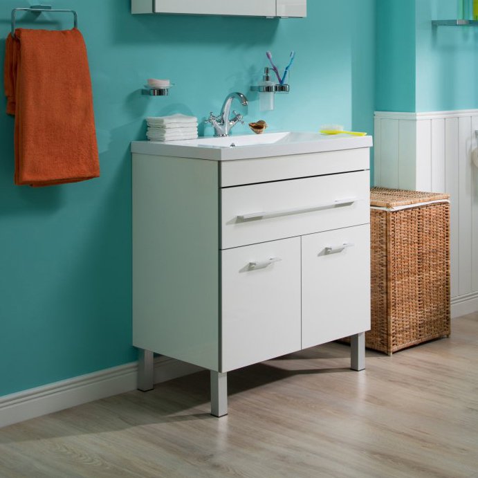 Тумба с раковиной Aquanet Верона 90 белая, 1 ящик, 2 двери (182708+00284114)