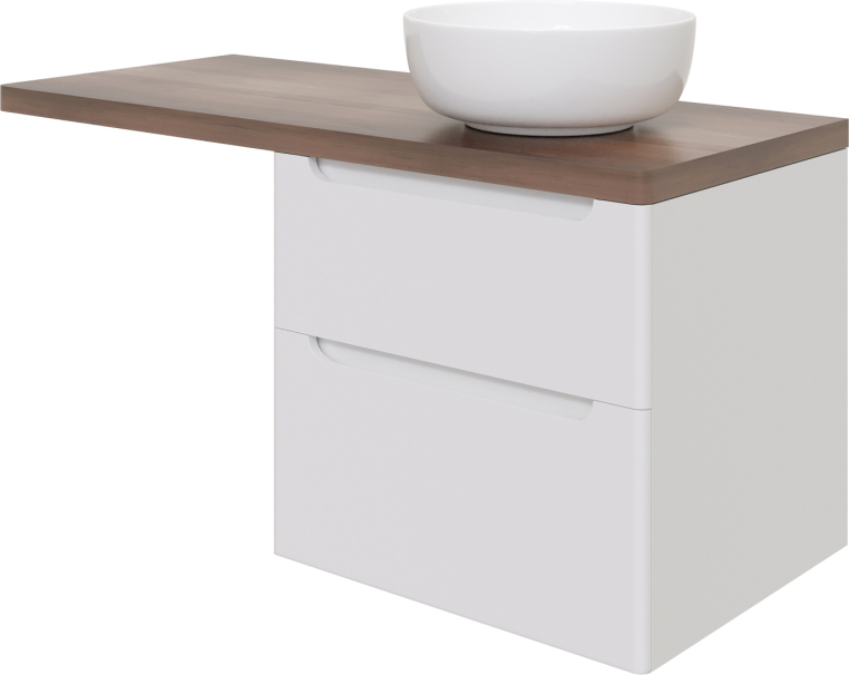Мебель для ванной Stworki Берген 60 белая с темной столешницей 122, раковина Moon 1, L