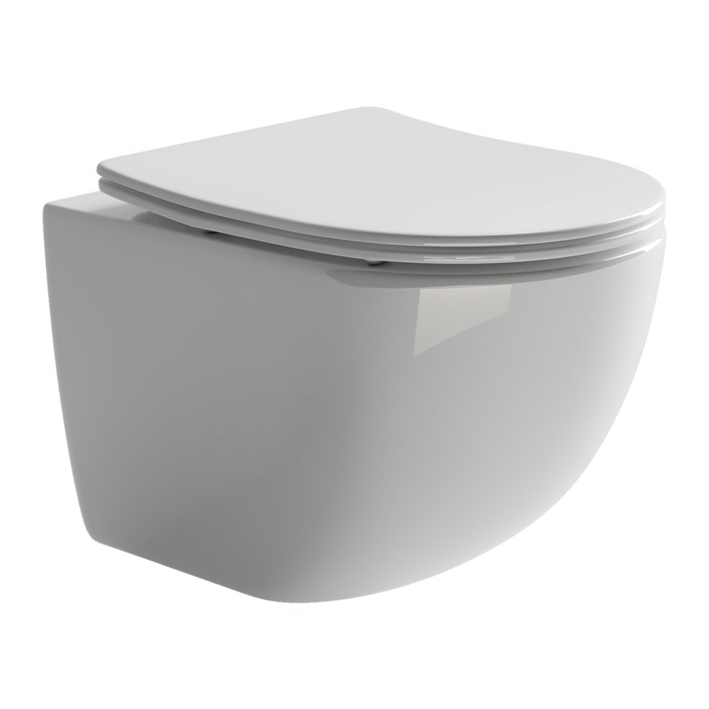 Подвесной унитаз Forma Rimless, глубокий смыв, с крепежом для полностью скрытого монтажа, ультратонким сидением и крышкой с функцией плавного закрытия