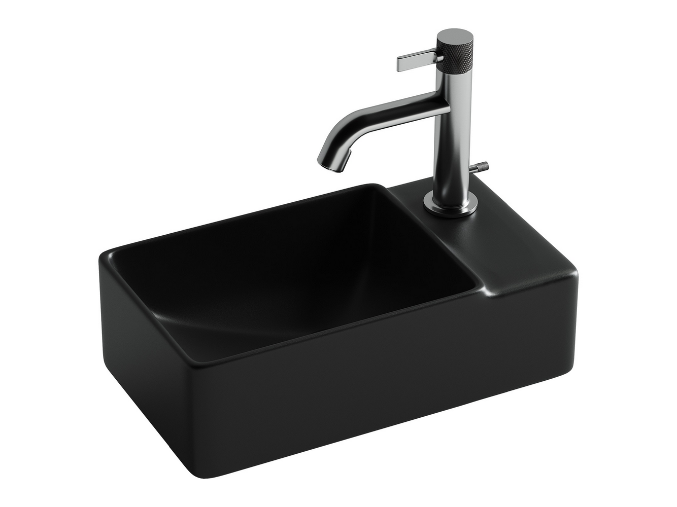 Умывальник подвесной прямоугольный (чаша слева, отверстие под смеситель справа) цвет черный матовый Element 395x220x125мм