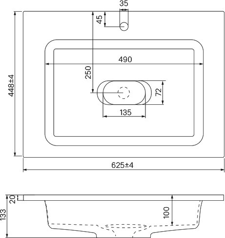 Раковина IDDIS Wash Basin 60 прямоугольная (4506000i28)