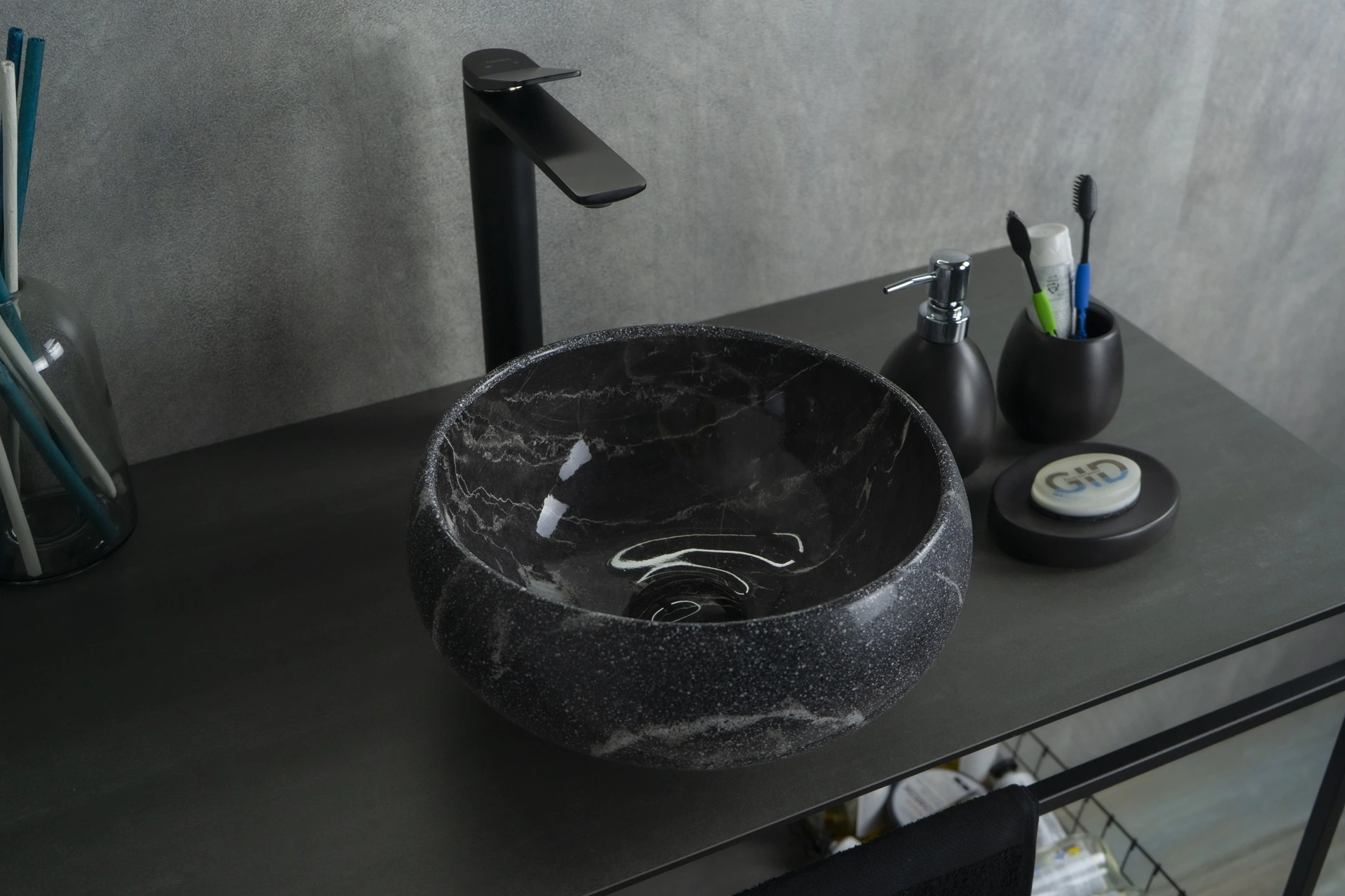 Раковина Gid Mnc480 54432 накладная под камень глянцевая 32x32x15.5