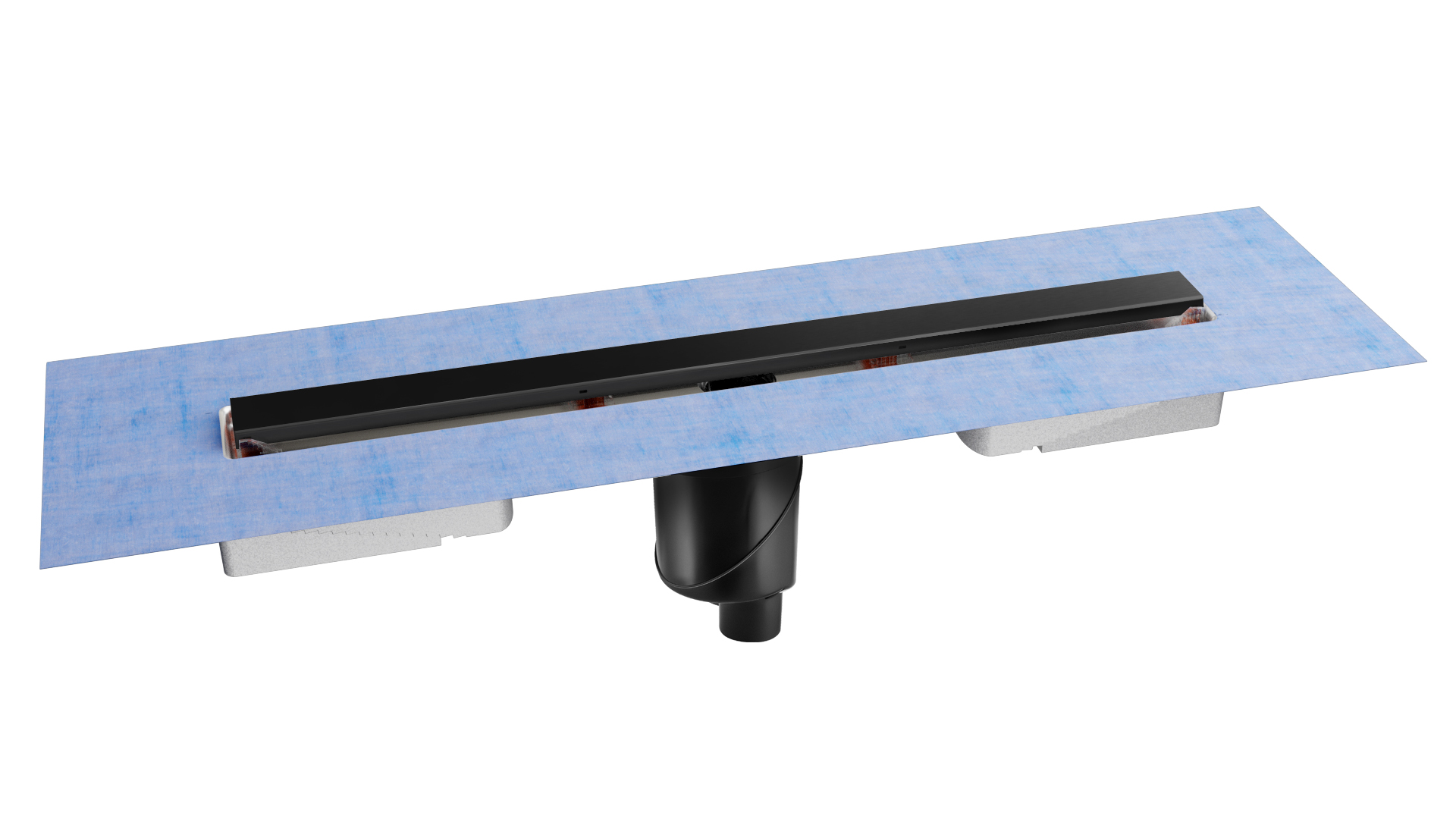 Желоб BERGES водосток напольный С1 Norma 700 нержавеющая сталь, матовый черный, S-сифонD50/110 вертикальный