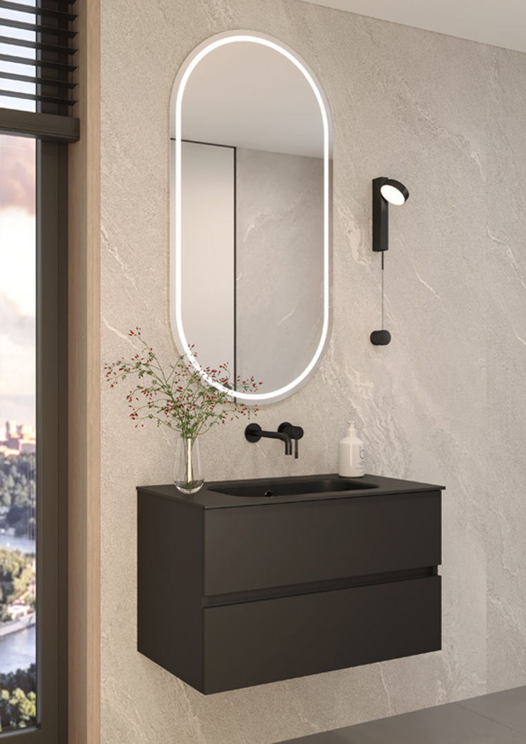 Тумба без раковины Vallessi 80*46cm АНТРАЦИТ мат. 2 полки,