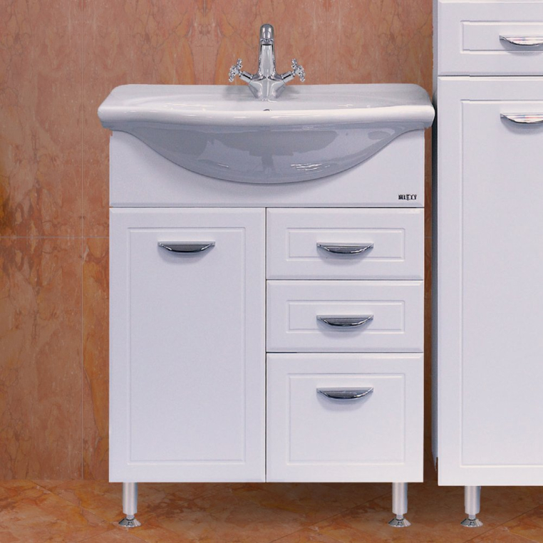 Тумба с раковиной Misty Дрея 65 2 ящика с бельевой корзиной (Э-Дре01065-01К2Я+4640021062296)