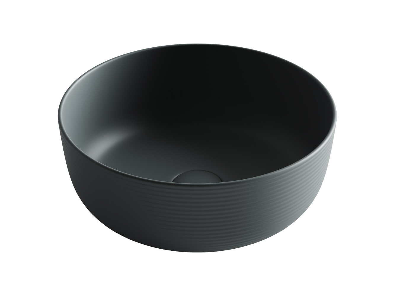 Раковина накладная круглая 356x356x135, без перелива, цвет темный антрацит матовый