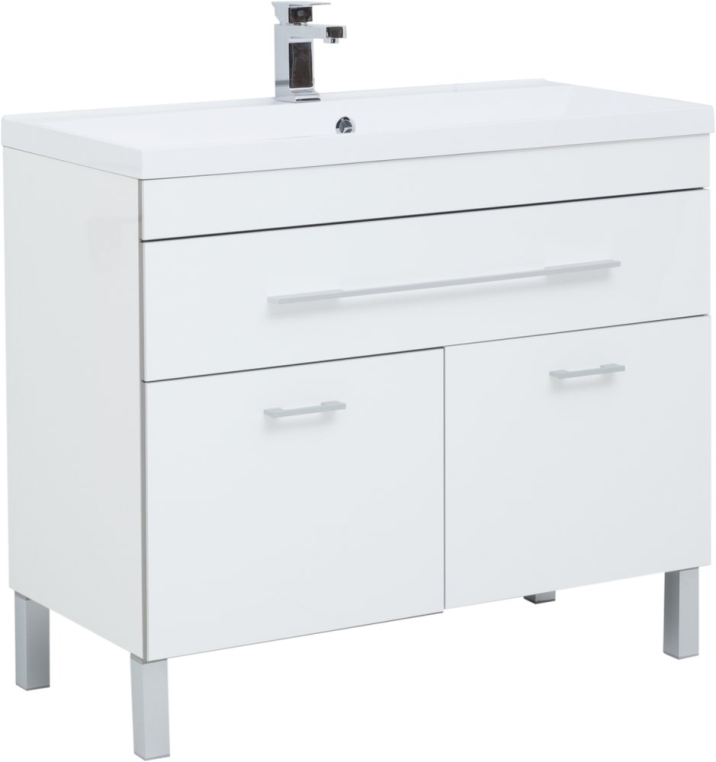 Тумба с раковиной Aquanet Верона 100 белая, 1 ящик, 2 двери (182710+00284116)