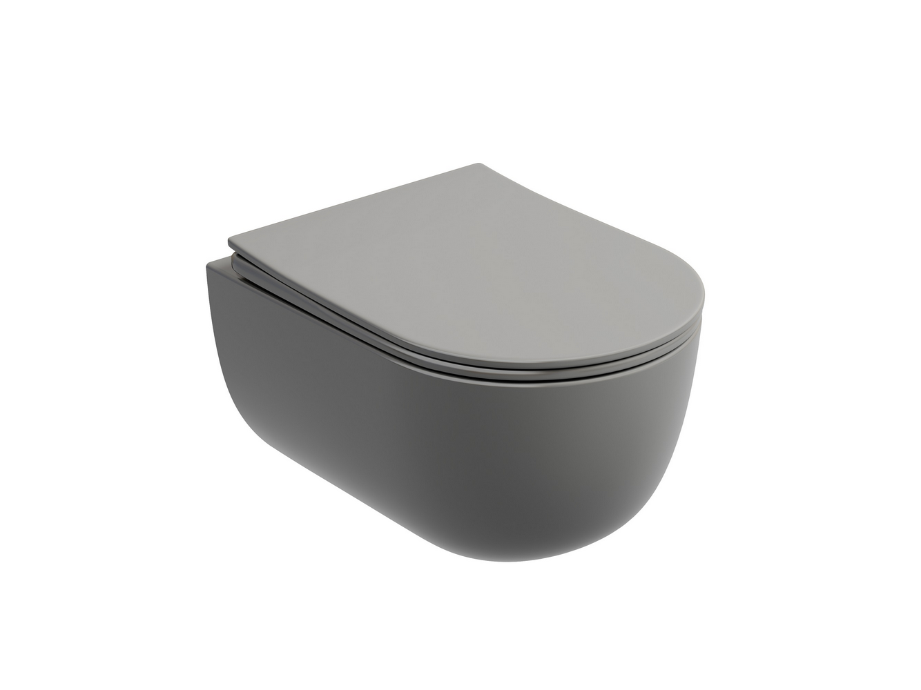 Подвесной унитаз Modena Rimless (цвет Антрацит Матовый), глубокий смыв, с крепежом для полностью скрытого монтажа, ультратонким сидением и крышкой с функцией плавного закрытия, дюропласт