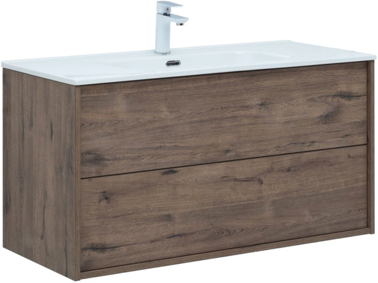 Тумба с раковиной Aquanet Lino 100 дуб веллингтон (00287545+812-100)