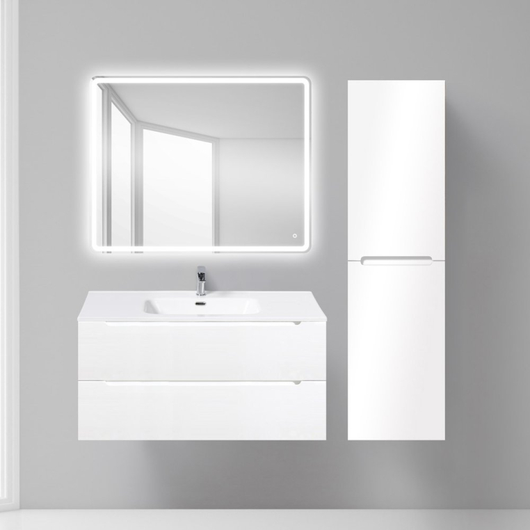 Комплект мебели BelBagno Etna 100 bianco lucido (ETNA-1000-2C-SO-BL-P+BB1000ETL+SPC-MAR-1000-800-LED-TCH)